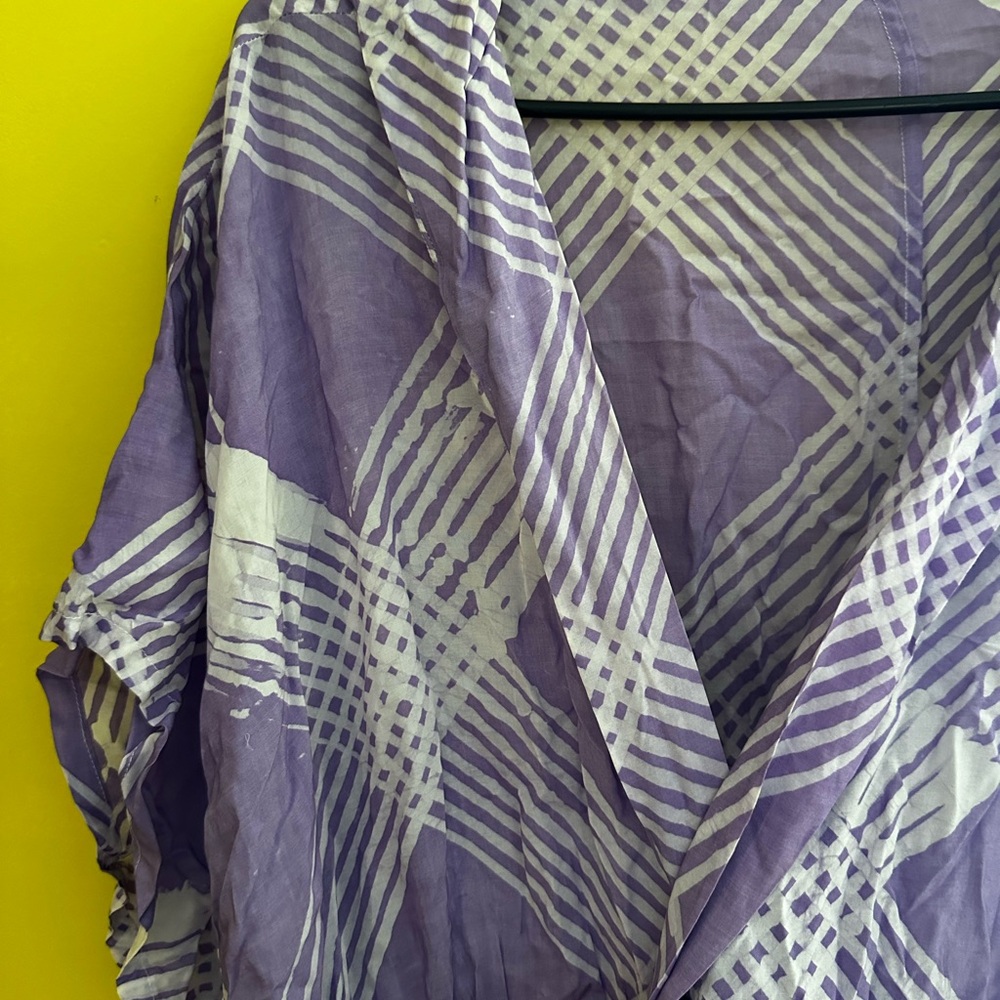 Purple Geometric Patterned Wrap Dress